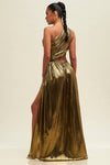 Neoma One Shoulder Metallic Gown - Gold