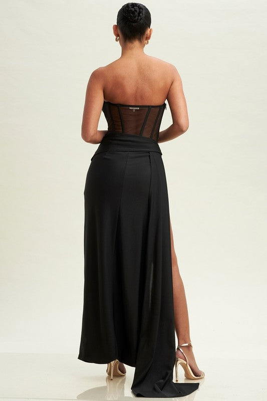 Janette Corset Strapless High Slit Maxi Dress Girls Will Be Girls Janette Corset Strapless High Slit Maxi Dress Girls Will Be Girls
