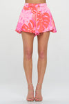Abbie Tropical V-Neck Cami Top And Flowy Dress Shorts - Fuchsia