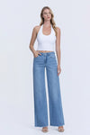 Melody High Rise Frayed Hem Wide Leg Jeans