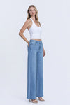 Melody High Rise Frayed Hem Wide Leg Jeans