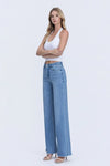 Melody High Rise Frayed Hem Wide Leg Jeans