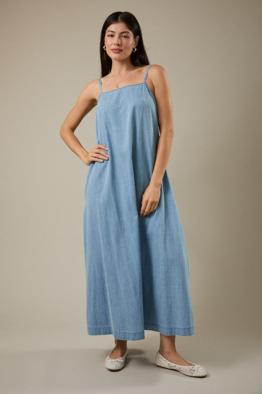 Julie Light Weight Denim A-Line Maxi Dress – Girls Will Be Girls