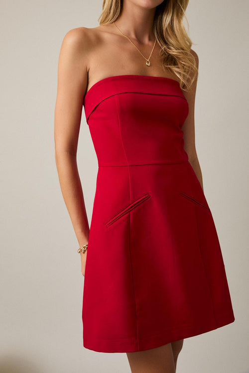Muriel Strapless Fold Over Neckline Mini Dress