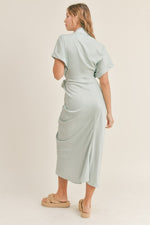 Kiara Button Down Satin Dress - Mint - BEST SELLER!!!