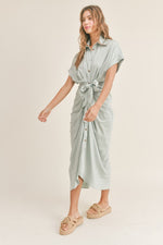 Kiara Button Down Satin Dress - Mint - BEST SELLER!!!