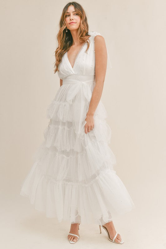 Raina Pearl Tulle Maxi Dress - White Girls Will Be Girls Raina Pearl Tulle Maxi Dress - White Girls Will Be Girls