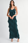 Reilly Asymmetrical Tiered Ruffle Maxi Dress - Hunter Green