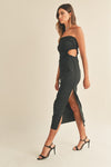 Annette Strapless Cutout Midi Dress - Black
