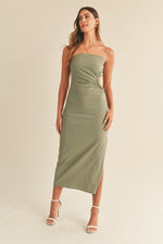 Annette Strapless Cutout Midi Dress - Olive