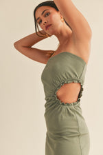 Annette Strapless Cutout Midi Dress - Olive