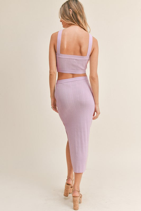 Amiri Criss Cross Halter Ribbed Cut Out Midi Dress