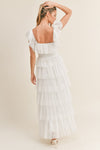 Neriah Ruffle Tiered Mesh Maxi Dress