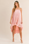 Koami High Low Strapless Midi Dress - Pink