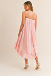 Koami High Low Strapless Midi Dress - Pink