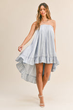 Koami High Low Strapless Midi Dress - Blue