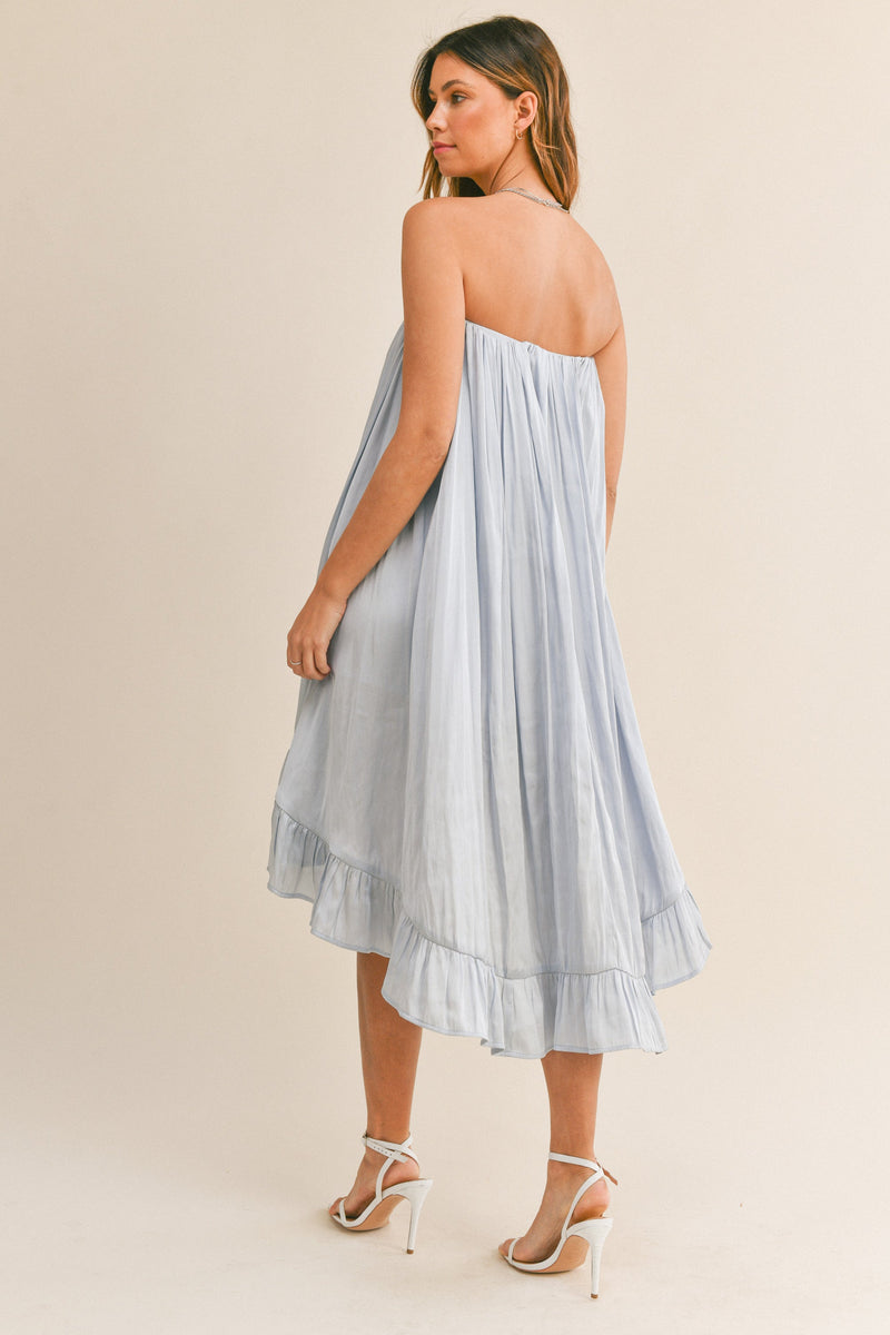 Koami High Low Strapless Midi Dress - Blue
