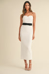 Nala Sweetheart Neckline Strapless Bodycon Midi Dress