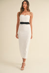 Nala Sweetheart Neckline Strapless Bodycon Midi Dress