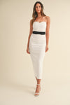 Nala Sweetheart Neckline Strapless Bodycon Midi Dress