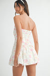 Lola Strapless Floral Ruched Bubble Hem Mini Dress