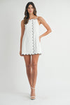 Eli Contrast Scallop Button Shift Mini Dress