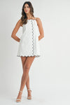 Eli Contrast Scallop Button Shift Mini Dress