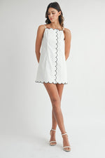Eli Contrast Scallop Button Shift Mini Dress