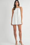 Eli Contrast Scallop Button Shift Mini Dress