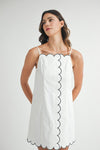 Eli Contrast Scallop Button Shift Mini Dress