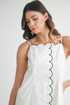 Eli Contrast Scallop Button Shift Mini Dress