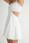 Eleanor Eyelet & Lace Cut Out Mini Dress