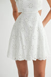 Eleanor Eyelet & Lace Cut Out Mini Dress