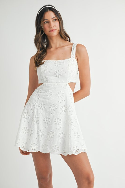 Eleanor Eyelet & Lace Cut Out Mini Dress