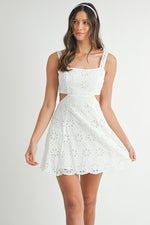 Eleanor Eyelet & Lace Cut Out Mini Dress
