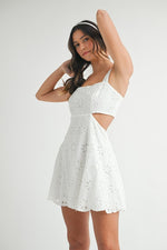 Eleanor Eyelet & Lace Cut Out Mini Dress