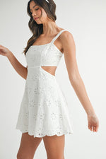 Eleanor Eyelet & Lace Cut Out Mini Dress