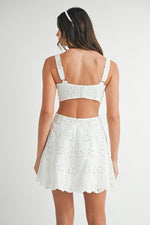 Eleanor Eyelet & Lace Cut Out Mini Dress