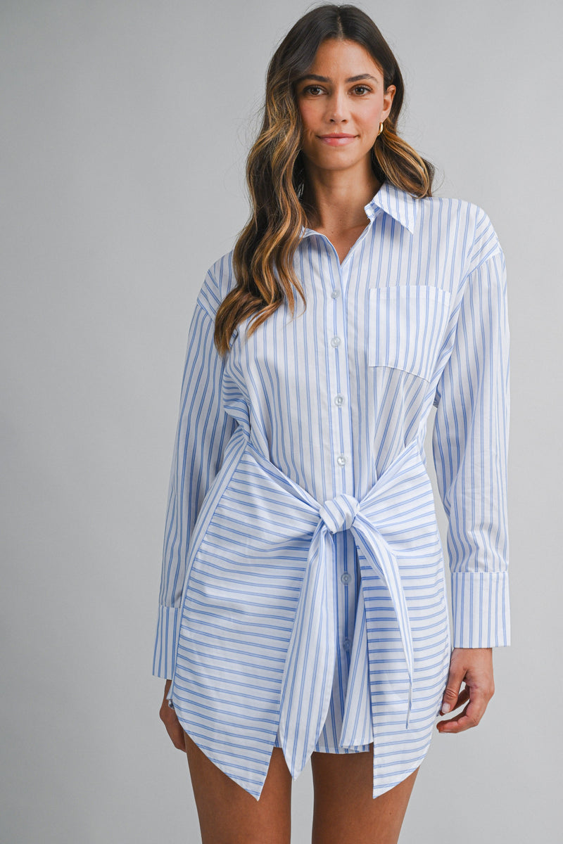 wrap shirt mini dress Agatha Stripe Long Sleeve – Girls Will Be Girls remove-quick-buy quarter Sleeve Gathered Wrap Dress Designs Girls Dresses Size:(IT)40