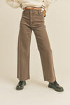 Selma Straight Wide Leg Denim Pants - Brown