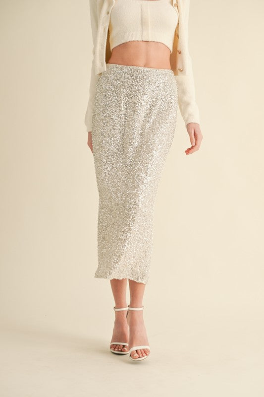 Anika Beaded Sequin Midi Skirt