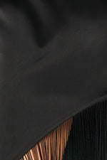 Georgine Asymmetrical Hemline Fringe Midi Skirt - Black