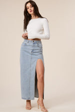 Cristina High Slit Denim Maxi Skirt