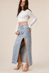 Cristina High Slit Denim Maxi Skirt