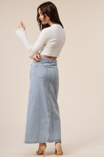 Cristina High Slit Denim Maxi Skirt