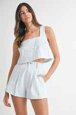 Estella Stripe Crop Top & Shorts Set - Sky Blue