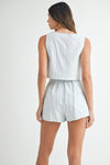 Estella Stripe Crop Top & Shorts Set - Sky Blue