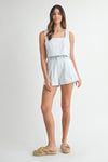 Estella Stripe Crop Top & Shorts Set - Sky Blue