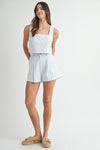 Estella Stripe Crop Top & Shorts Set - Sky Blue
