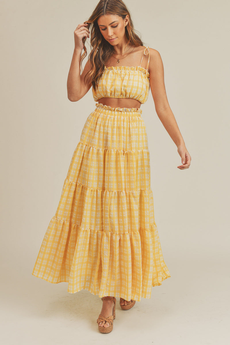 Romina Plaid Tube Top & Maxi Skirt Set